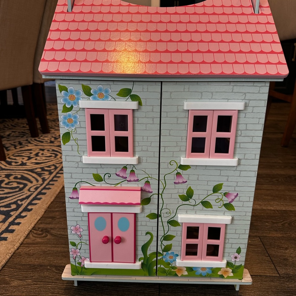 Charming Pink and Gray Dollhouse